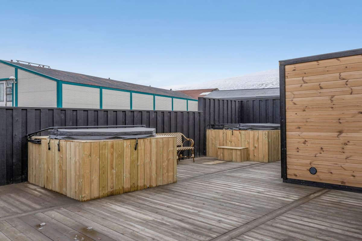 Hot tubs at bryggjan boutique hotel