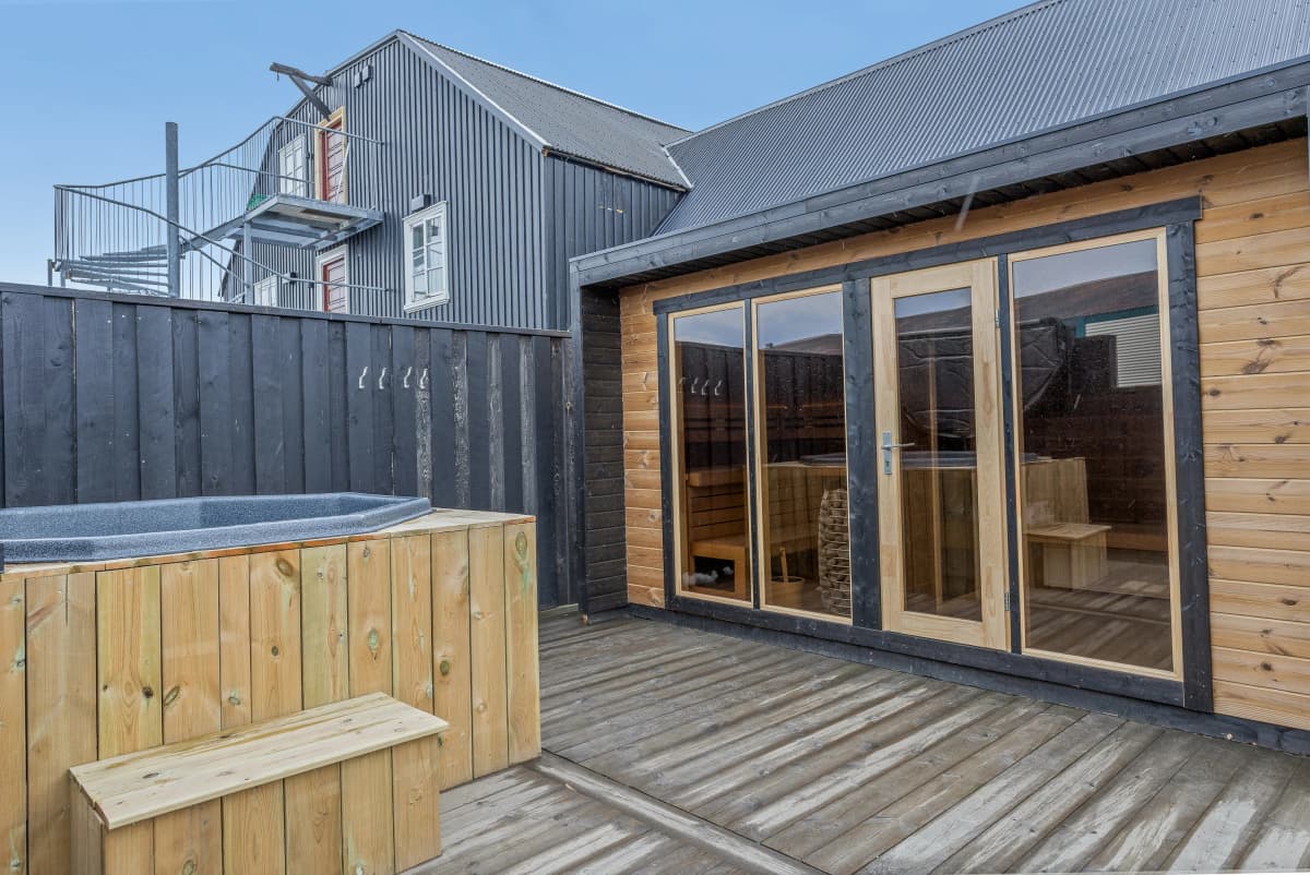 Hot tubs at bryggjan boutique hotel